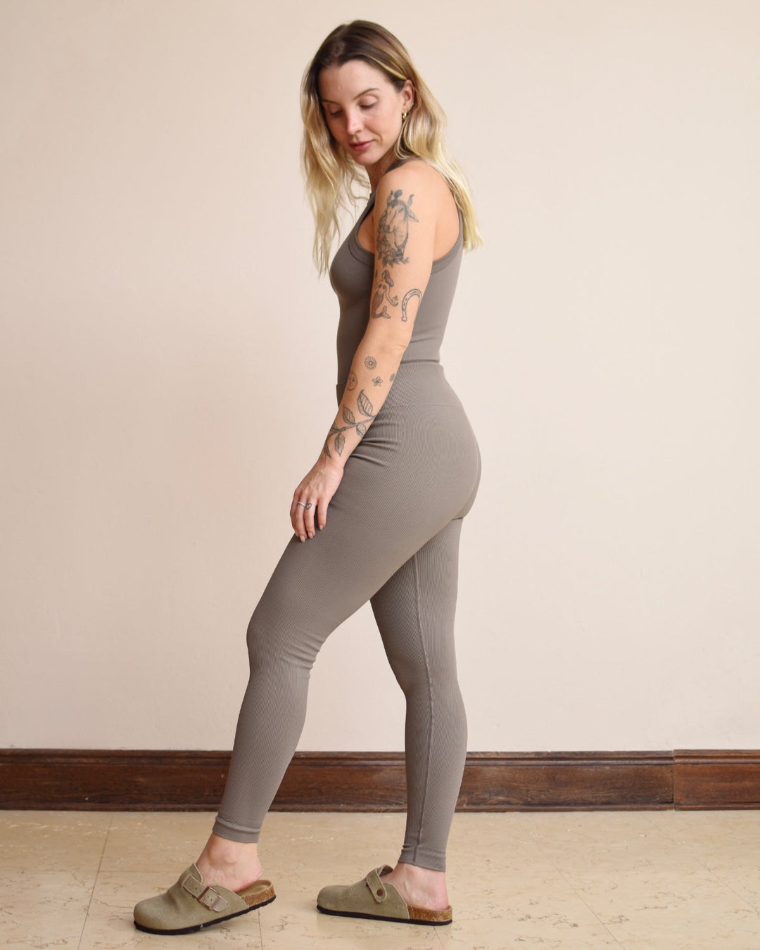 Legging Rib Compressive high-Rise Warm Grey