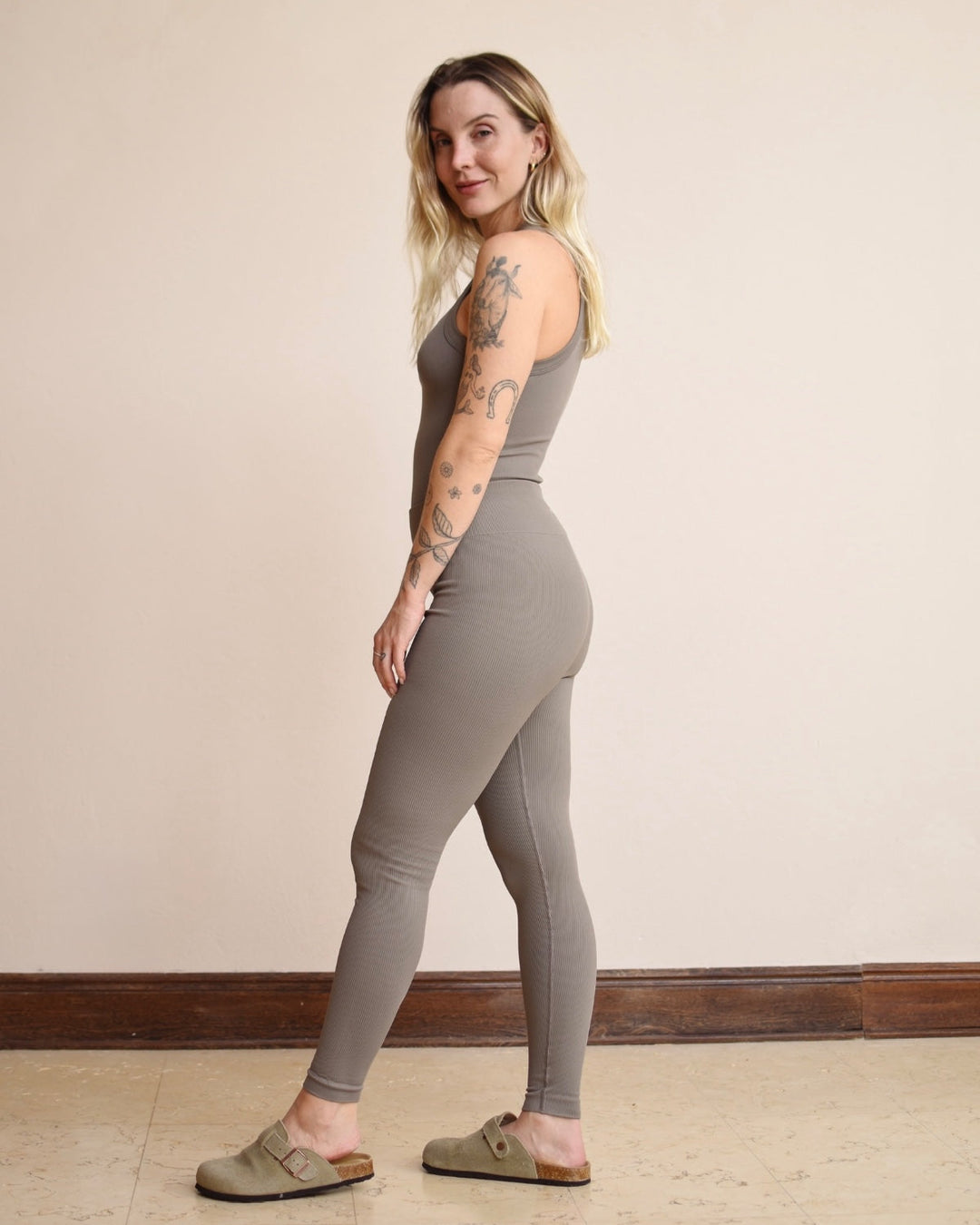 Legging Rib Compressive high-Rise Warm Grey