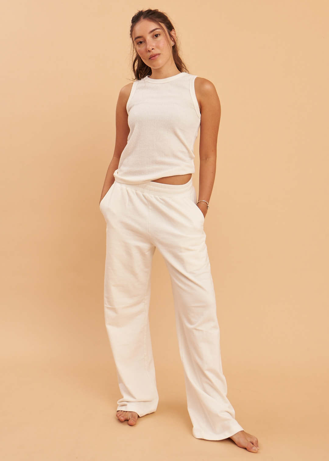 Pantalon Tipo sudadera blanco